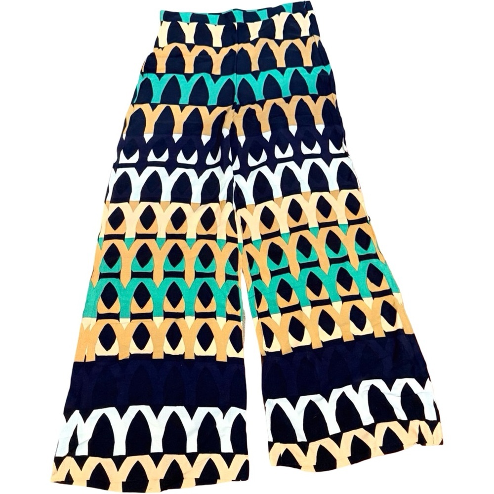 Zara Woman Multicolor Geometric Wide-Leg Pants - Picture 3 of 7